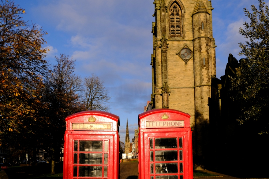 Two telephone boxes on Lord Street in Southport